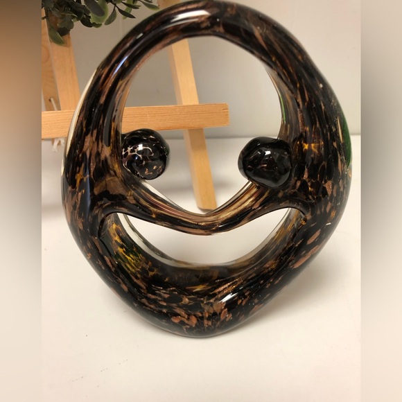 Other - Lovely Vintage Blown Glass art Sculpture 6x5” Couple Dancing or Happy Face